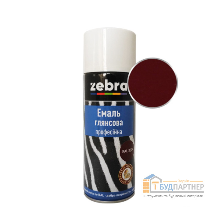 Эмаль глянцевая ZEBRA 370 RAL3004 вишневая (400 мл) - цена, характеристики в интернет-магазине