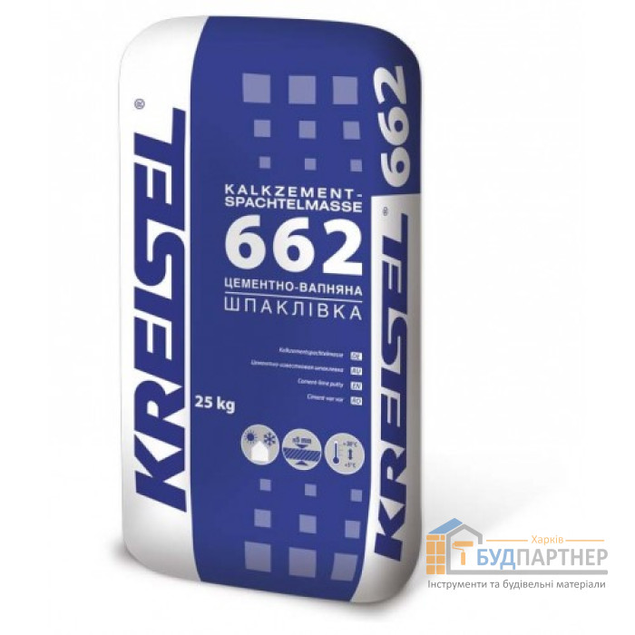 Цементно-вапняна шпаклівка для зовнішніх робіт Kreisel 662 (25 кг) - ціна, характеристики в інтернет-магазині