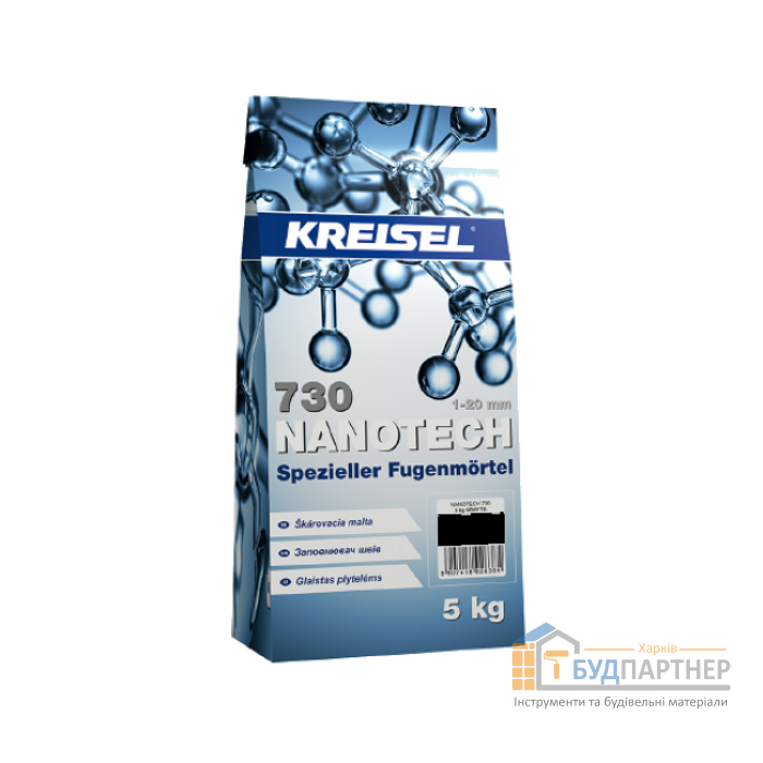 Затирка для швов плитки Kreisel Fuga Nanotech 730 черная 24А (2 кг) - цена, характеристики в интернет-магазине