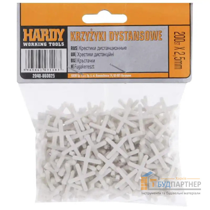 Хрестики для плитки 2,5мм Hardy (200 шт) - ціна, характеристики в інтернет-магазині