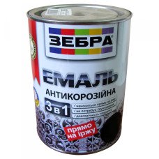 Эмаль антикорозионная ЗЕБРА (75 красный) 0,75л
