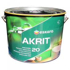 Краска Eskaro Akrit 20 моющая полуматовая для стен (9,5 л)