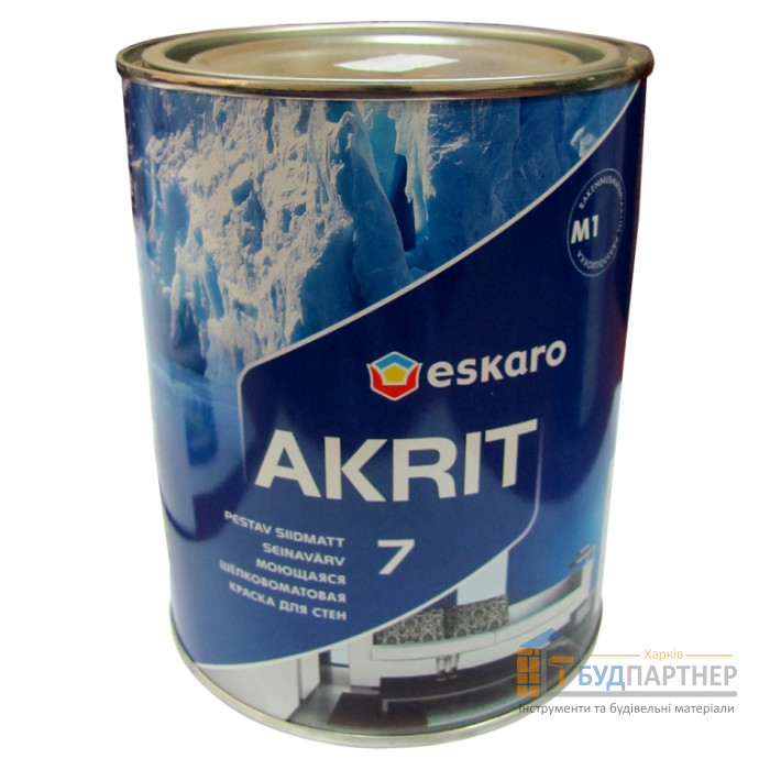 Краска Eskaro Akrit 7 моющая шелково-матовая для стен (0,95 л) - цена, характеристики в интернет-магазине