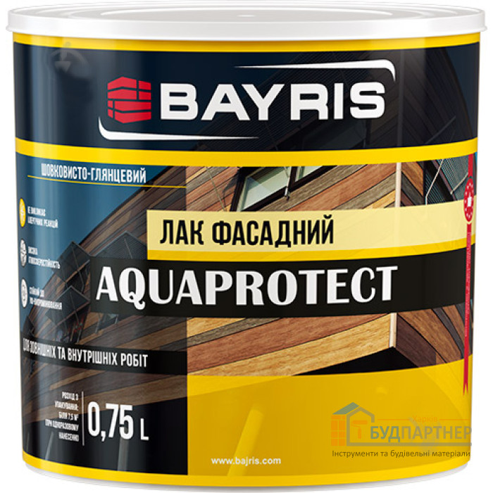 Лак фасадный Байрис Aqualak шелковисто-глянецевый (0,75 л) - купить в Харькове