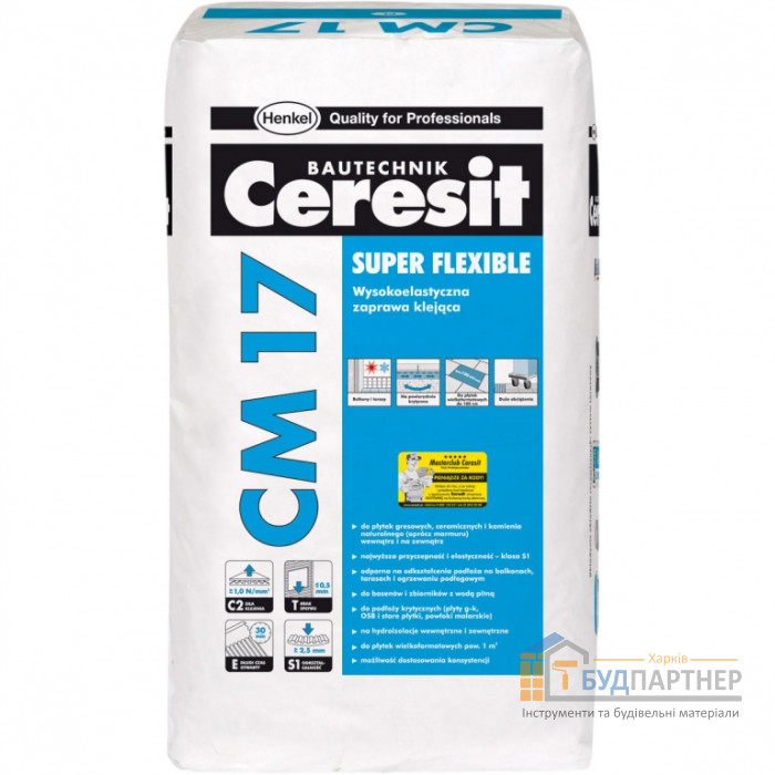 Клеящая смесь эластичная морозостойкая Ceresit СМ 17 (25 кг) - цена, характеристики в интернет-магазине