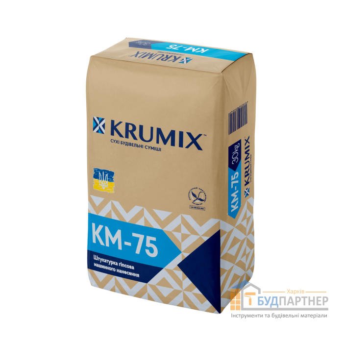 Штукатурка гипсовая KRUMIX KM-75 машинная (30 кг) - цена, характеристики в интернет-магазине