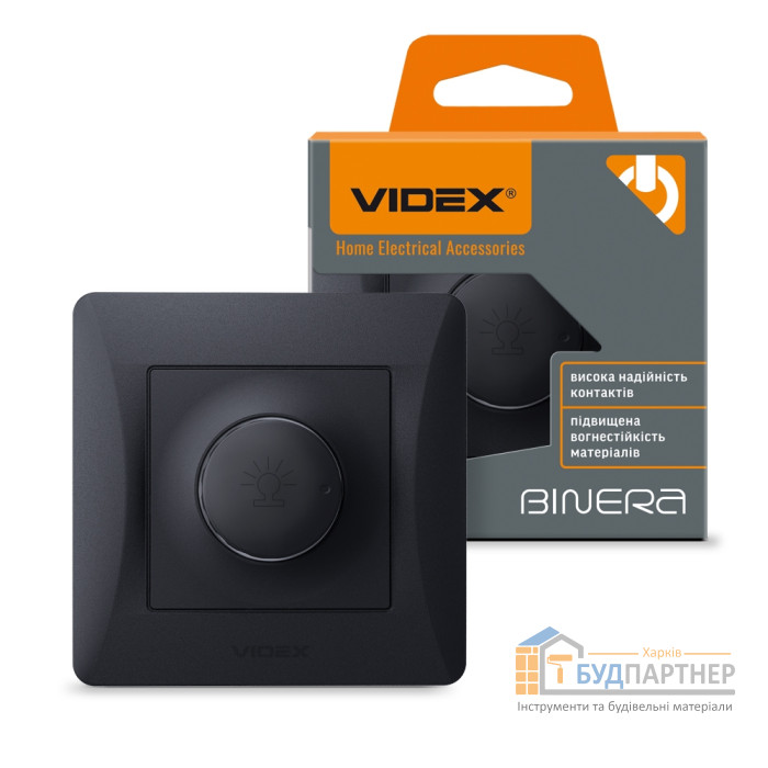 Світлорегулятор Videx Binera 600Вт (чорний графіт) - ціна, характеристики в інтернет-магазині