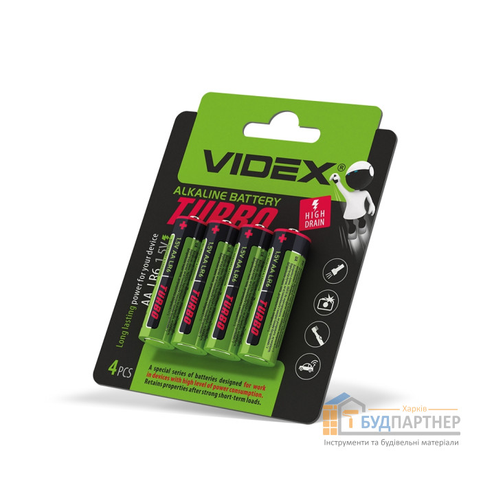 Батарейка щелочная Videx LR06 AA Turbo - цена, характеристики в интернет-магазине