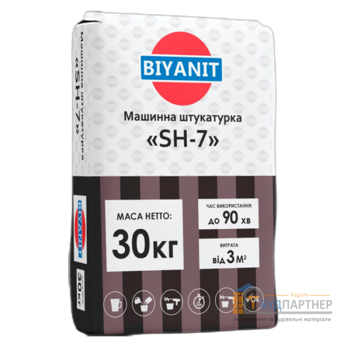 Цементно-известковая штукатурка Biyanit SH-7 (25 кг) - цена, характеристики в интернет-магазине