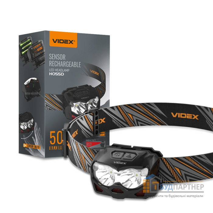 Ліхтарик налобний світлодіодний Videx VLF-H055D, 500Lm, 5000K - ціна, характеристики в інтернет-магазині