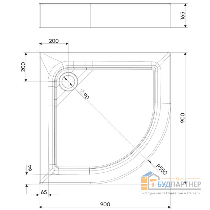 Поддон полукруглый Kolo First 90x90 (XBN169000) - цена, характеристики в интернет-магазине