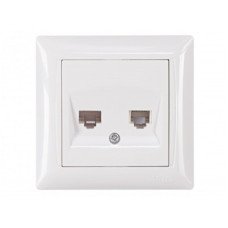 Розетка компьютерная + телевизионная белая Luxel 3029