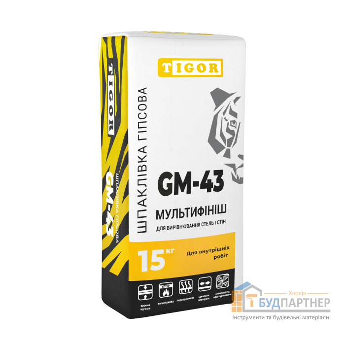 Шпаклевка гипсовая МУЛЬТИФИНИШ GM-43 Tigor (15 кг) - купить в Харькове
